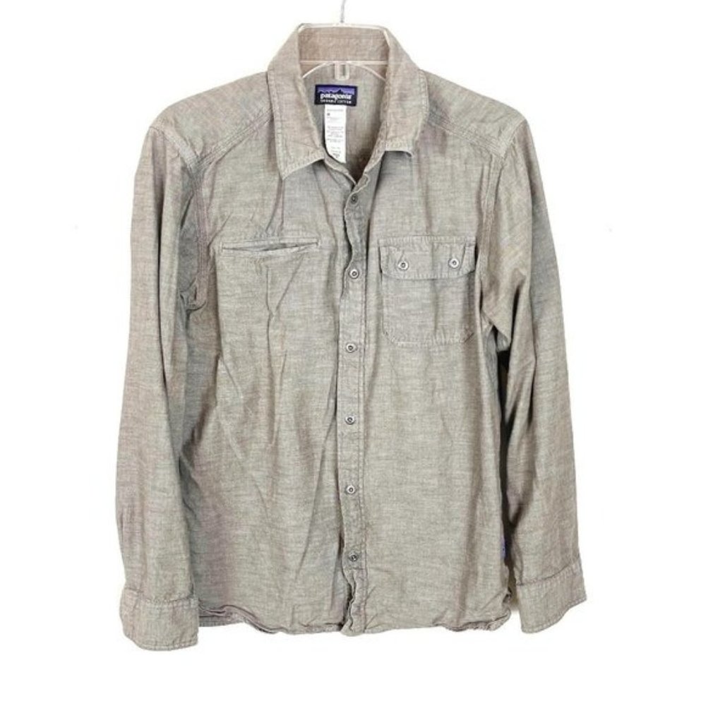 Patagonia Men's Brown Long Sleeve Collard Button Up Shirt Size Medium